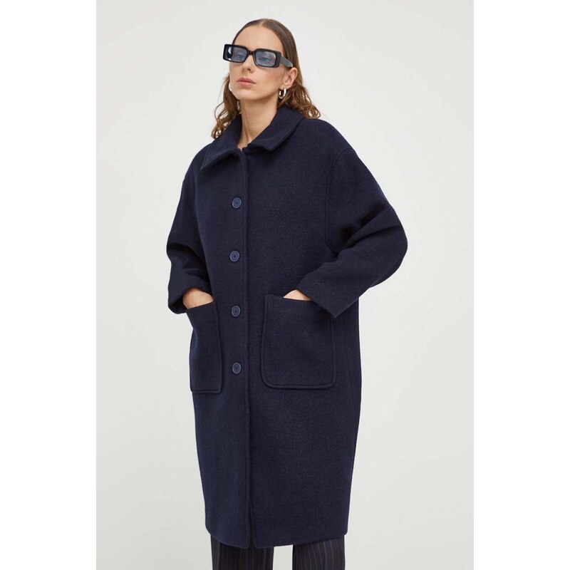 American Vintage cappotto in lana colore blu navy