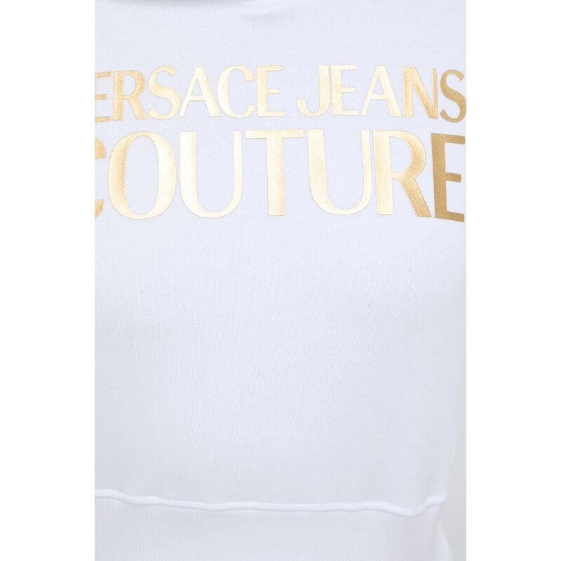 Versace Jeans Couture felpa in cotone donna colore bianco con cappuccio