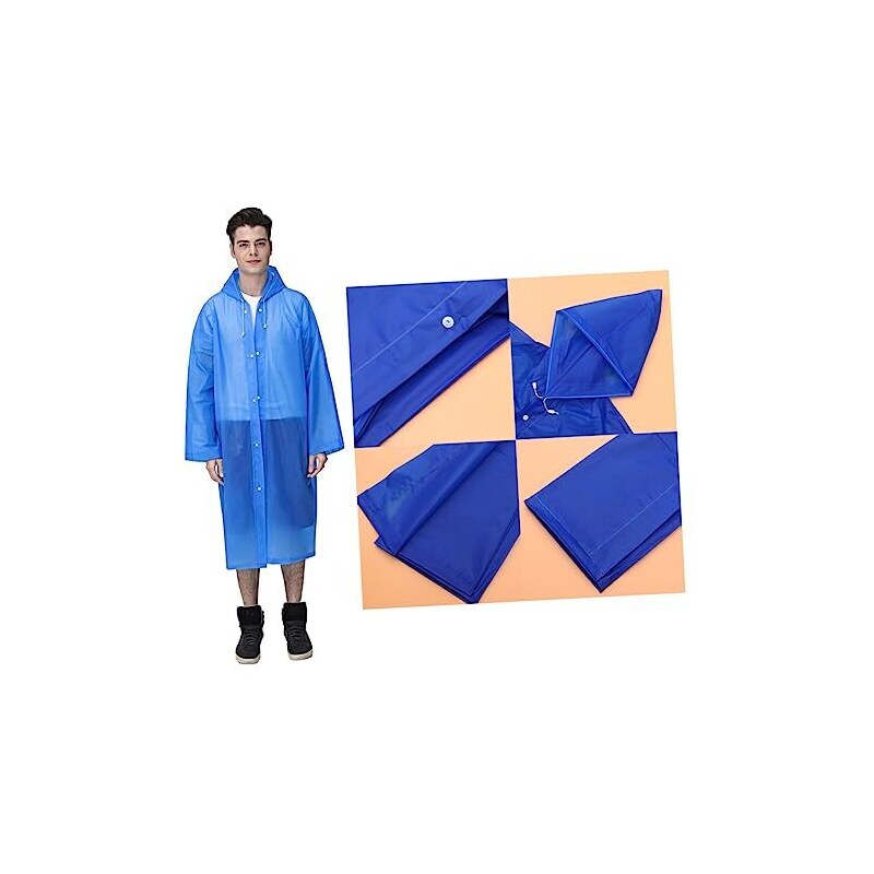Poncho Pioggia Trasparente Adulti: 5 Pezzi Extralarge Con Cappuccio, Impermeabile Da Viaggio Leggero E Salvaspazio Per Uomo E Donna - 3