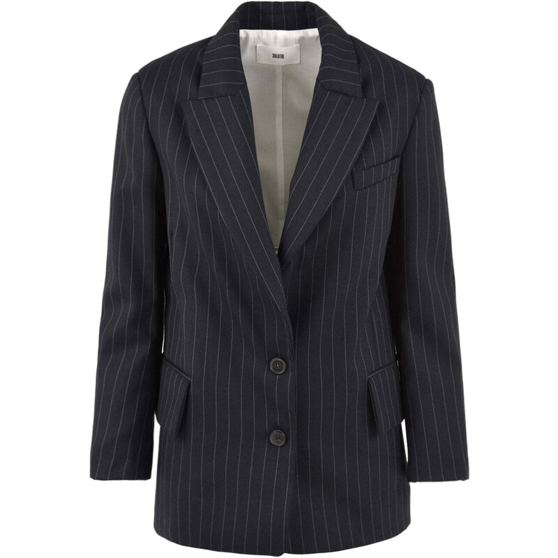 SOLOTRE Giacca Blazer Donna gessata blu