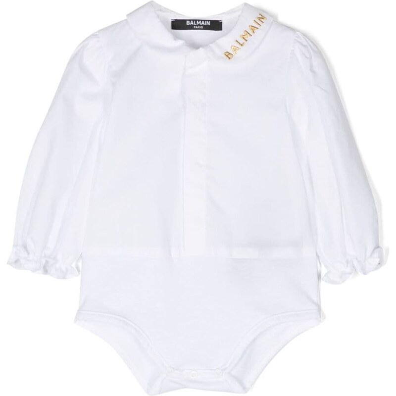 BALMAIN KIDS Camicia Neonata Bianco Cotone