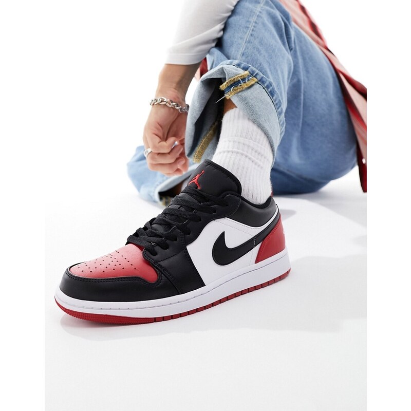Air Jordan 1 Low - Sneakers basse bianche e rosso palestra-Bianco