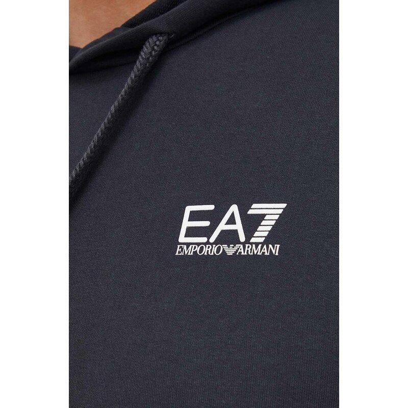 EA7 Emporio Armani felpa in cotone uomo colore blu navy con cappuccio