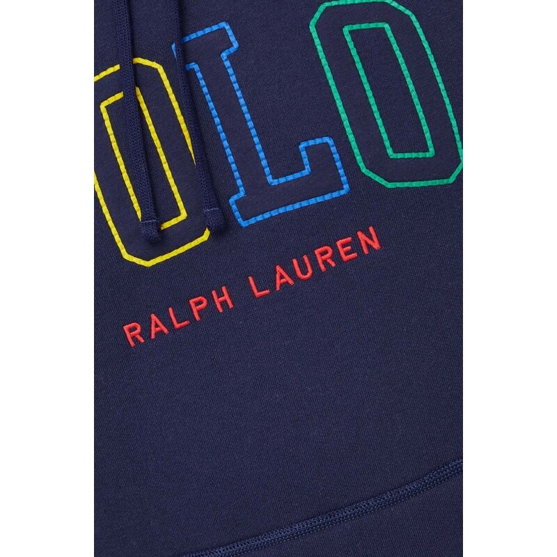 Polo Ralph Lauren felpa uomo colore blu navy con cappuccio con applicazione