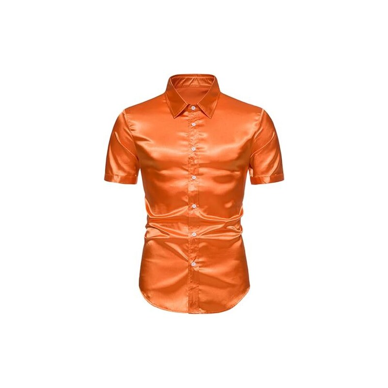 Camicia Hawaiana LINOCOUTON Da Uomo – Maniche Corte, Fantasia Fenicotteri Rosa, Colore Vivace, Per Feste E Spiaggia