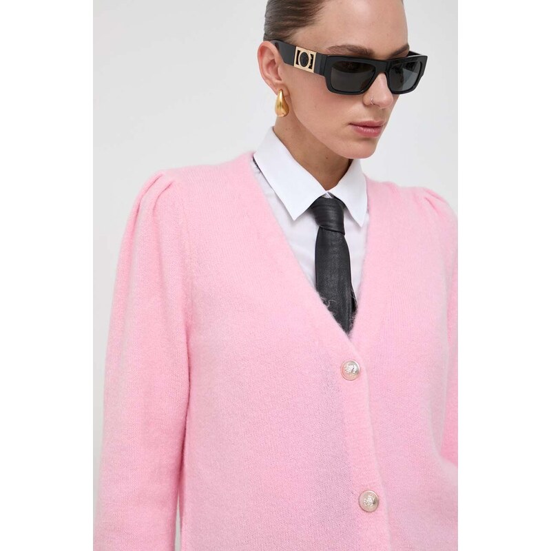 Morgan kardigan con aggiunta di lana colore rosa