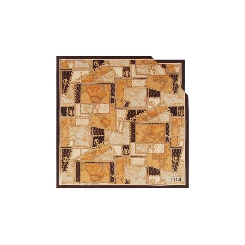 Foulard En Soie Vintage Alviero Martini - Dimensions 50x51 Cm, Couleur Marron, Made In Italy