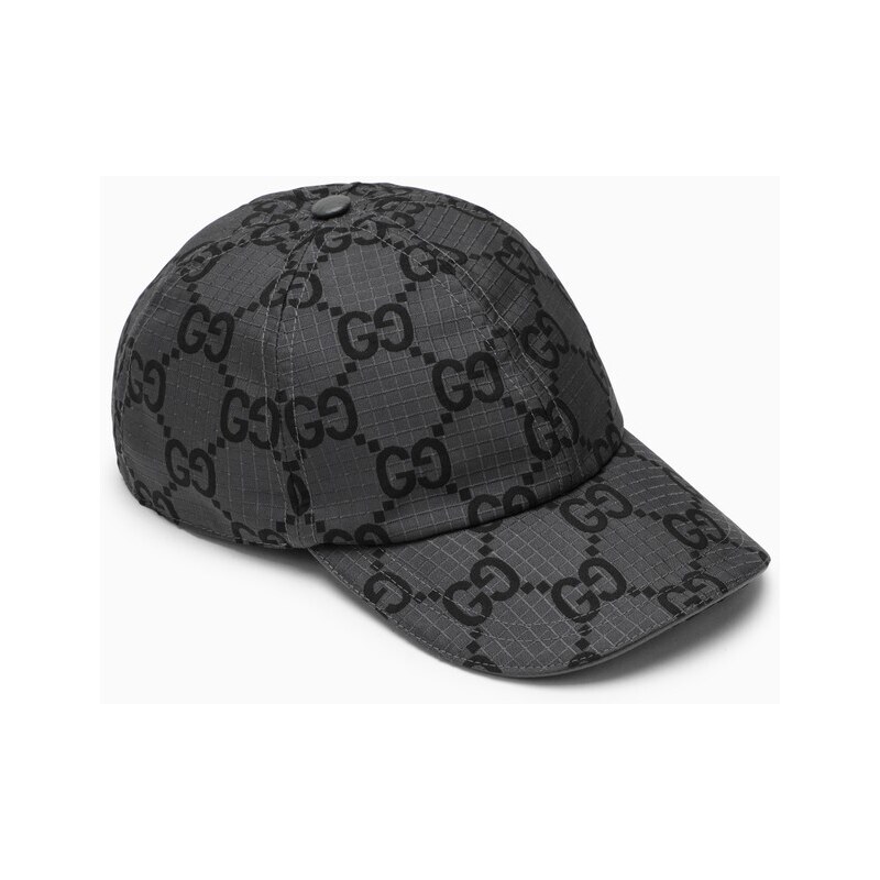GUCCI Cappello da baseball grigio scuro e nero con motivo GG
