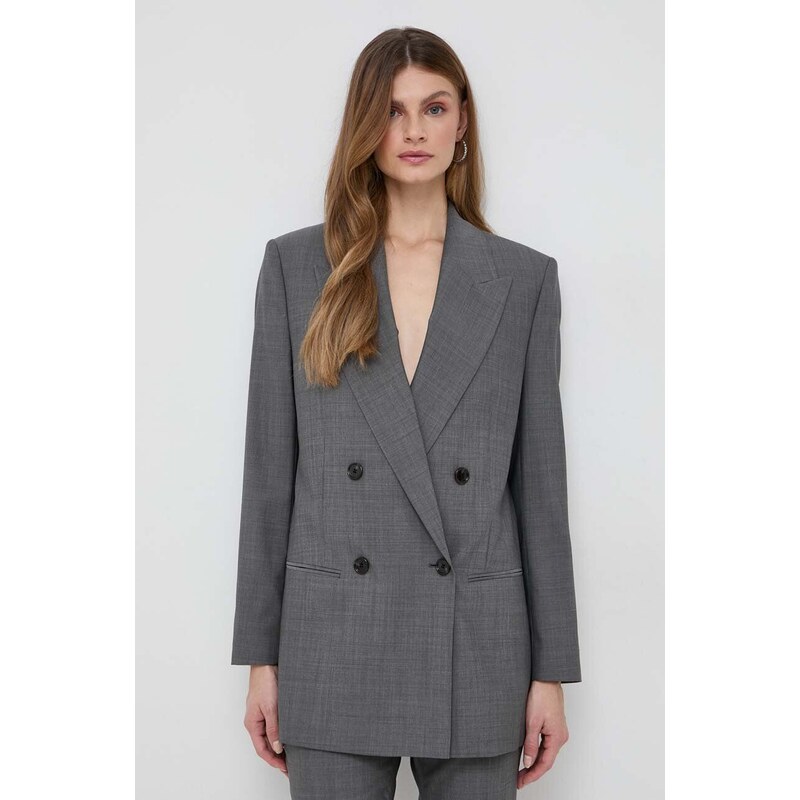 BOSS giacca in lana colore grigio