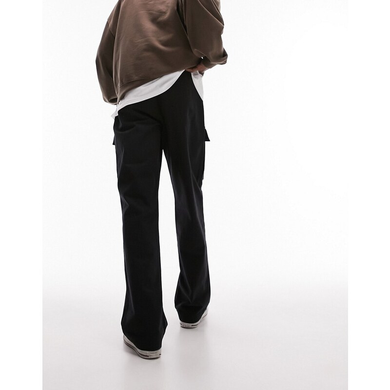 Topman - Pantaloni cargo eleganti neri con fondo ampio-Nero