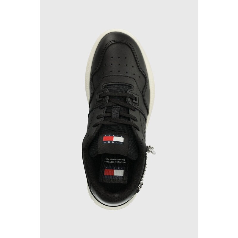 Tommy Jeans sneakers TJW RETRO BASKET FLATFORM CHARM colore nero EN0EN02421