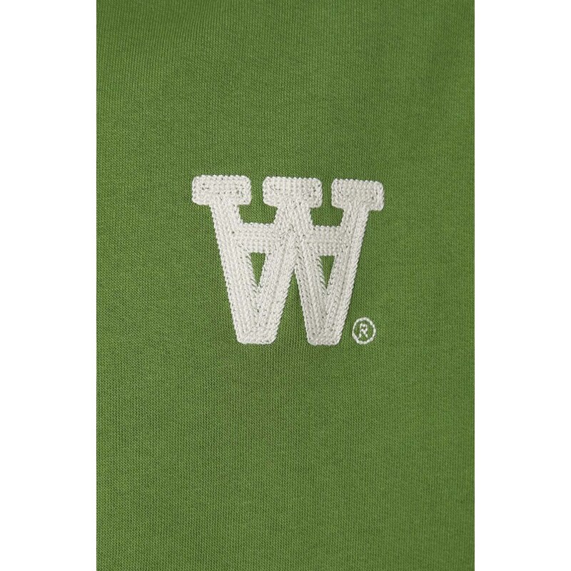 Wood Wood felpa in cotone Cass AA Moss Embroidery Hoodie uomo colore verde con cappuccio con applicazione 10285606.2424