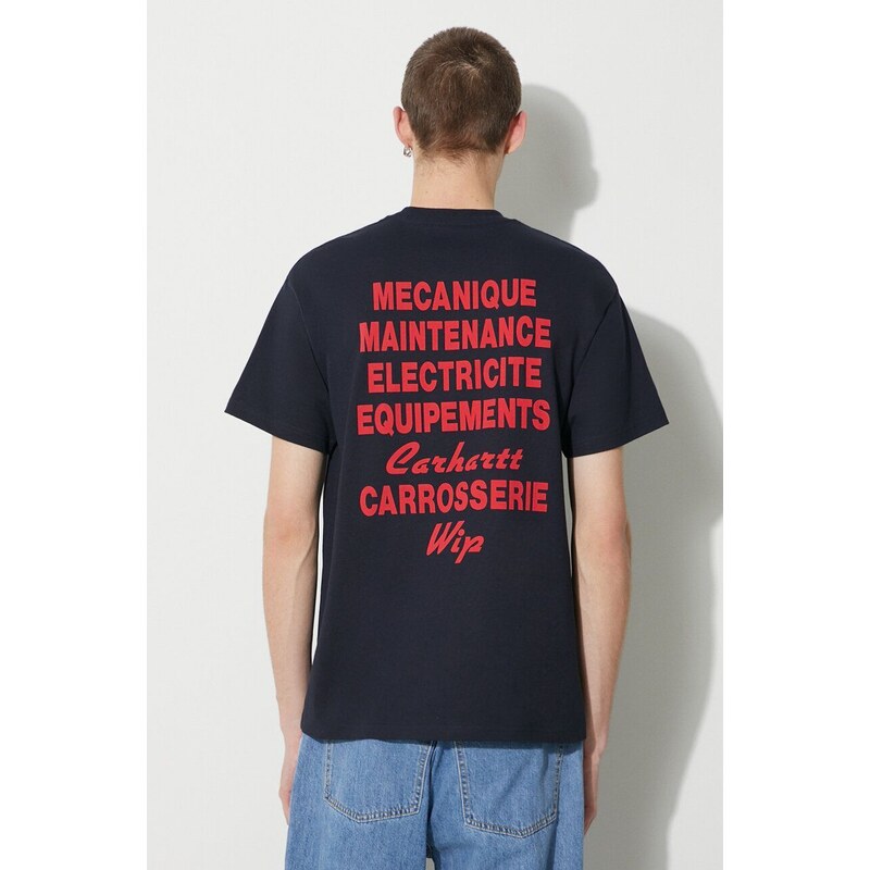 Carhartt WIP t-shirt in cotone S/S Mechanics T-Shirt uomo colore blu navy I032880.1CXX