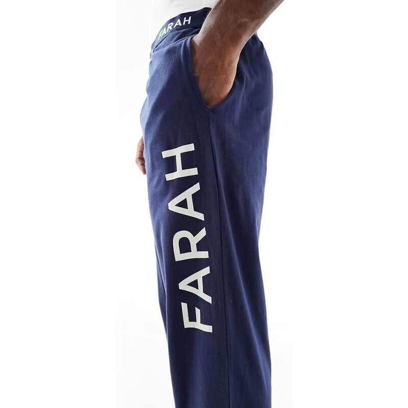 Farah - Fassom - Pantaloni da casa in jersey blu navy