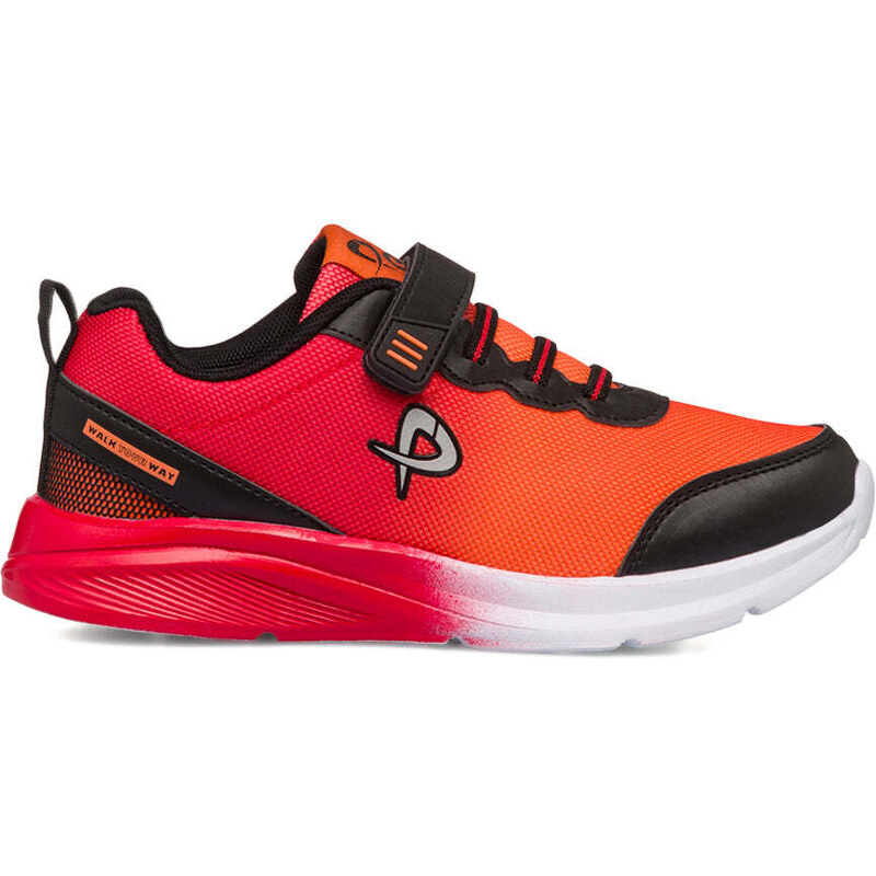 Sneakers da bambino arancioni e rosse con velcro e lacci P Go