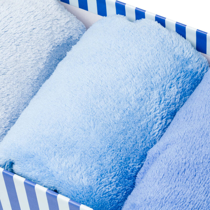 Set di tre asciugamani piccoli blu Camomilla Milano 