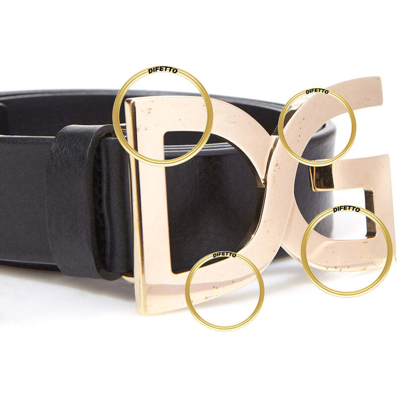 Cintura in Pelle con Fibbia Gold Dolce & Gabbana 105 Nero e Oro 2000000012568 8059226635406