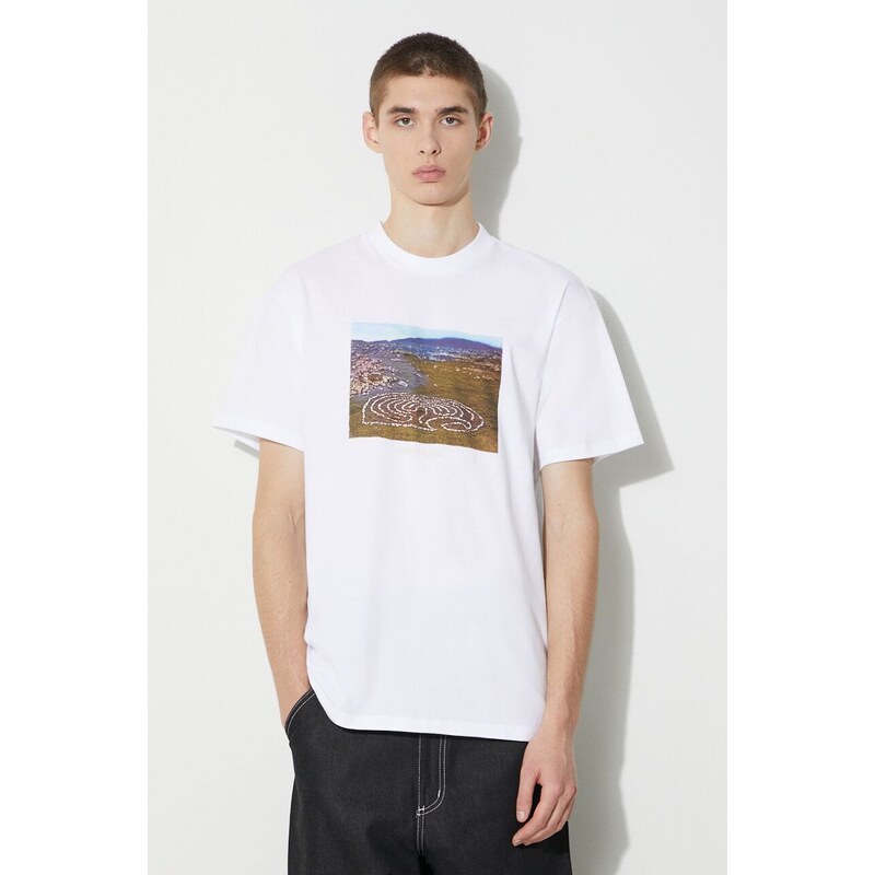 Carhartt WIP t-shirt in cotone S/S Earth Magic T-Shirt uomo colore bianco I032879.02XX