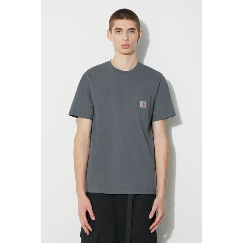 Carhartt WIP t-shirt in cotone S/S Pocket T-Shirt uomo colore grigio I030434.1CKXX