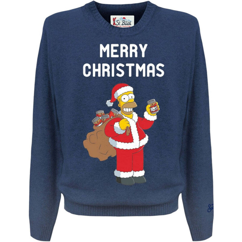 Mc2 Saint Barth Maglione uomo stampa Merry Christmas | Edizione speciale The Simpson