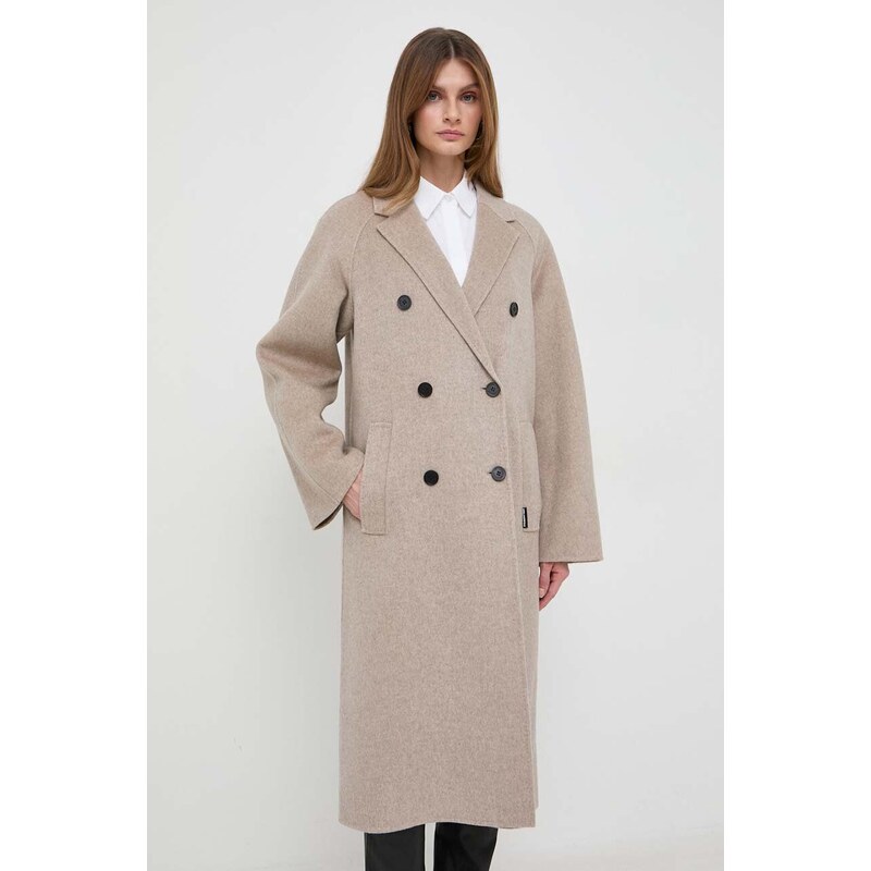 Karl Lagerfeld cappotto in lana colore beige