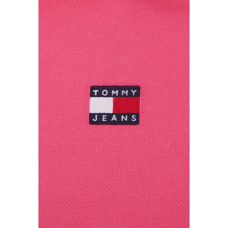 Tommy Jeans felpa in cotone donna colore rosa con cappuccio con applicazione