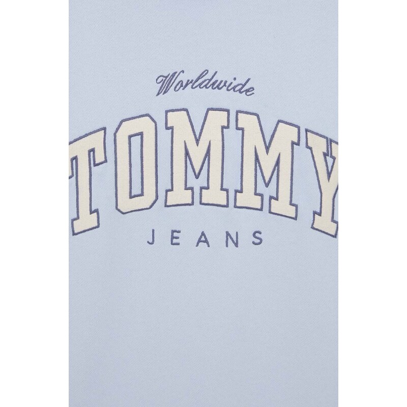 Tommy Jeans felpa in cotone donna colore blu con applicazione