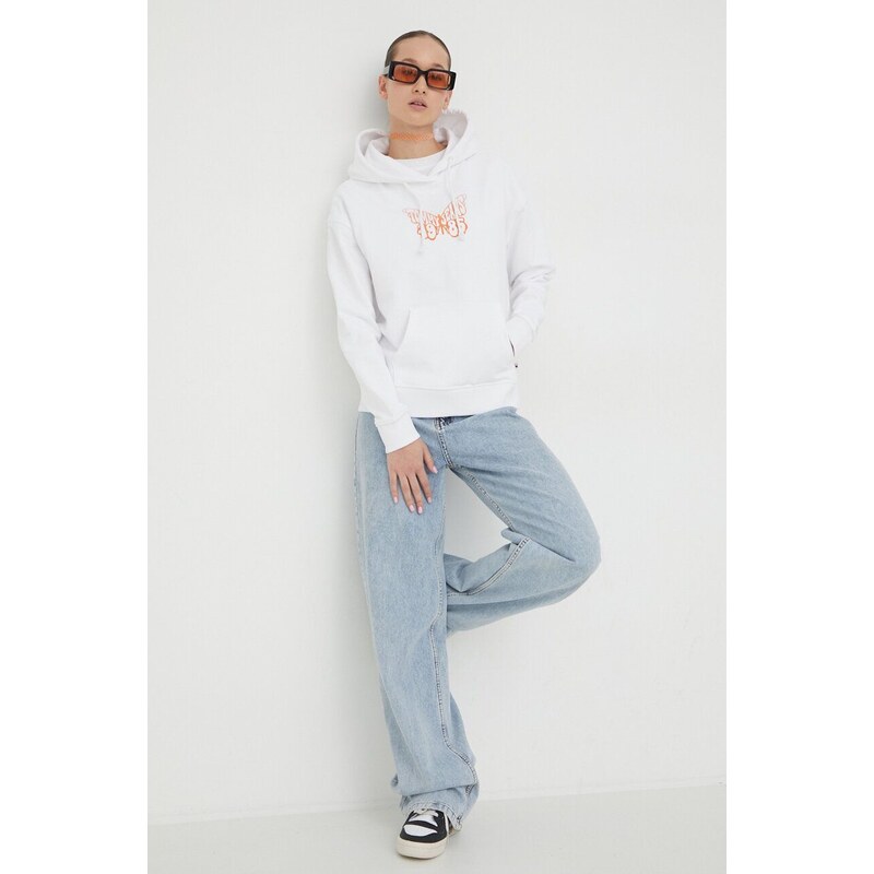Tommy Jeans felpa in cotone donna colore bianco con cappuccio