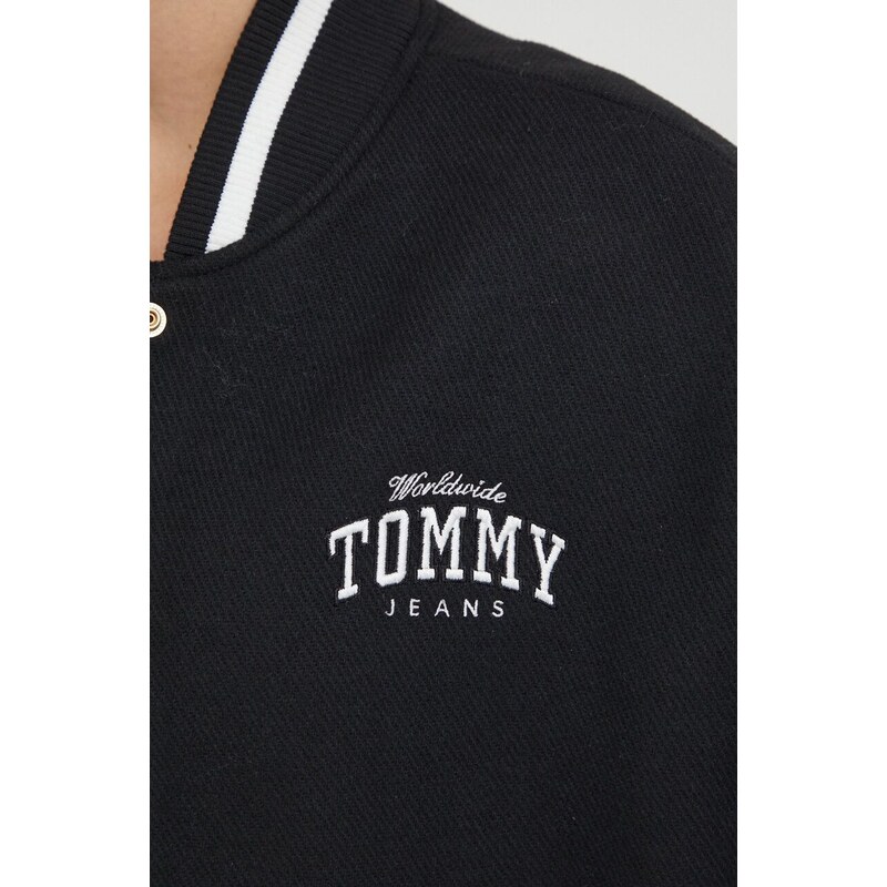 Tommy Jeans giubbotto bomber in misto lana colore nero