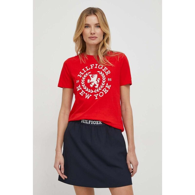 Tommy Hilfiger t-shirt in cotone donna colore rosso