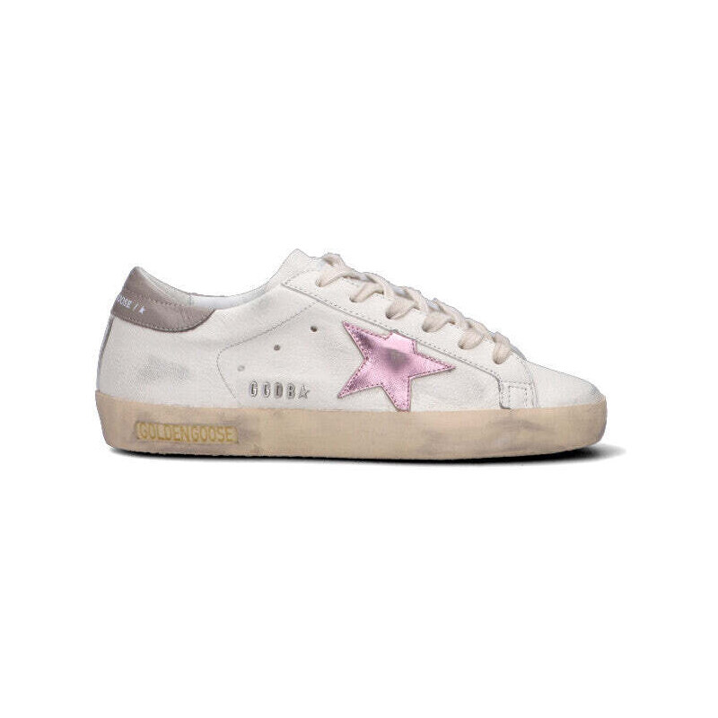 GOLDEN GOOSE SUPER-STAR CLASSIC Sneaker donna bianca/rosa in pelle SNEAKERS