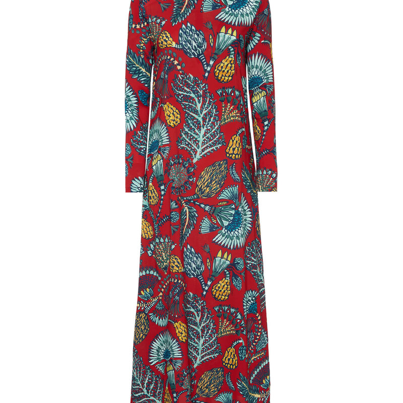 La DoubleJ Dresses gend - Long Sleeve Swing Dress Sicomore Red M 96% Viscosa 4% Elastane