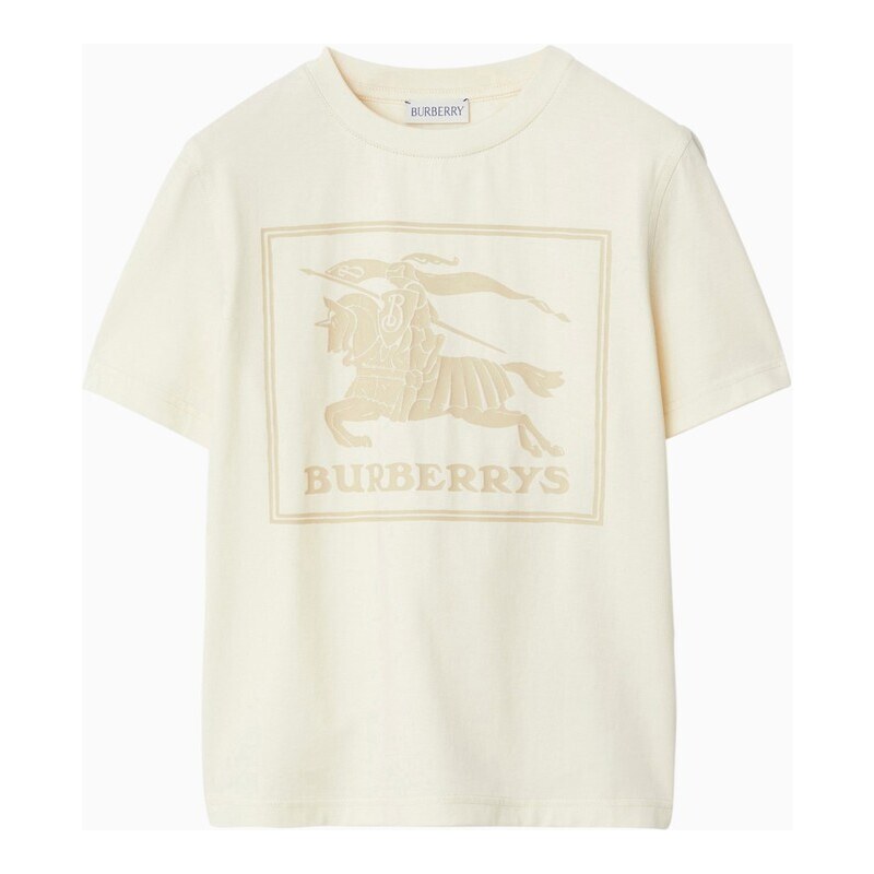Burberry T-shirt girocollo color crema con stampa