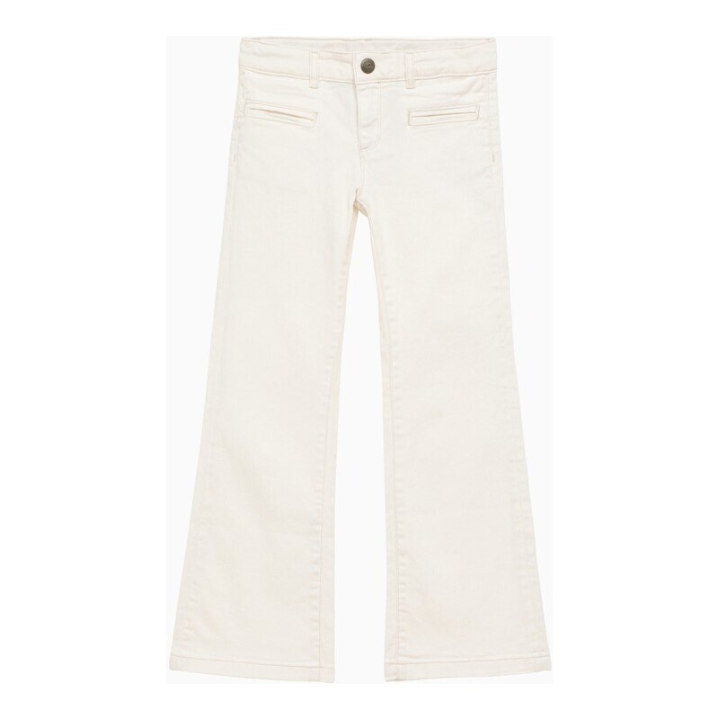 Bonpoint Pantalone a zampa bianco di cotone