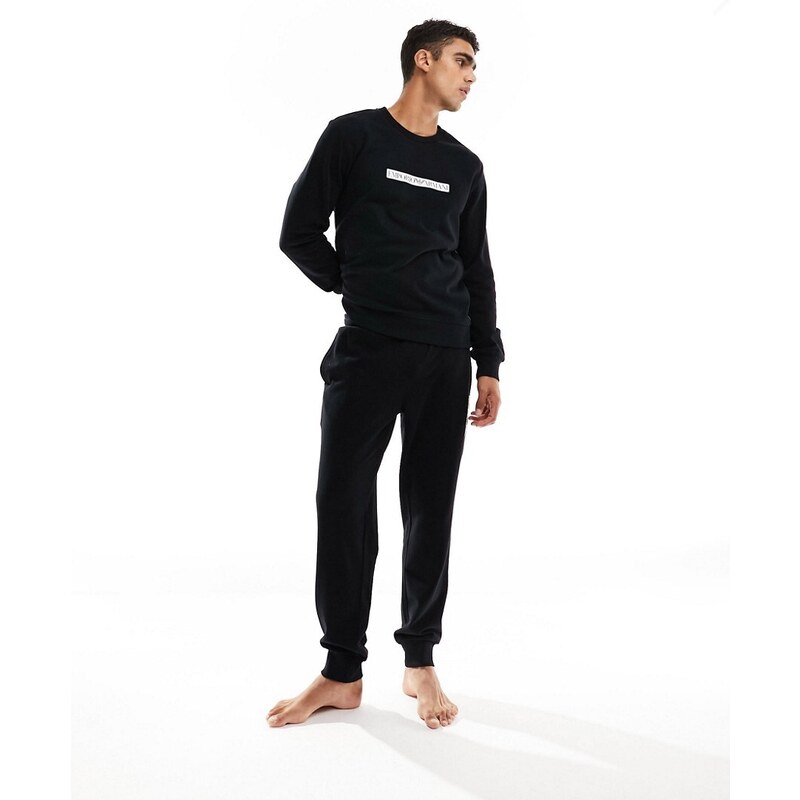 Emporio Armani - Bodywear - Completo nero da casa con joggers