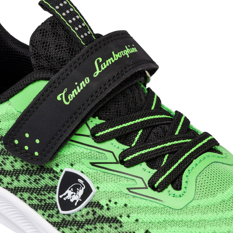 Sneakers verdi e nere da bambino con logo laterale Tonino Lamborghini RaptorKick Signature