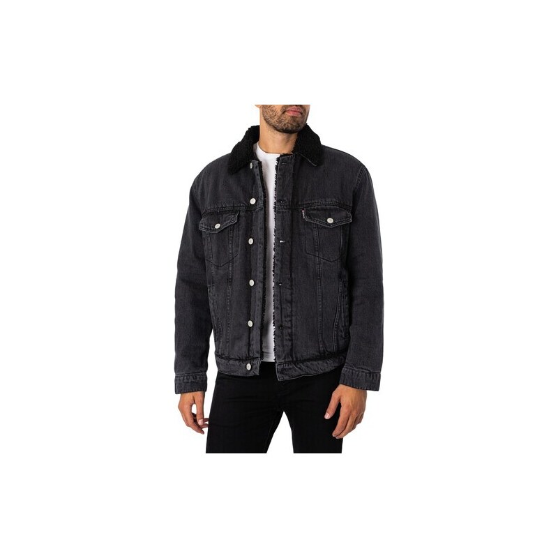 NOROZE - Giacca in denim da ragazzo Sherpa Trucker per bambini, stile wester Blu denim 9-10 Anni