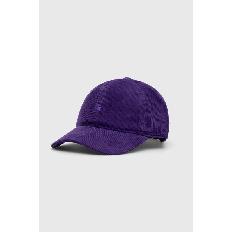 Carhartt WIP cappello con visiera in velluto a coste Harlem Cap colore violetto I028955.1Y5XX