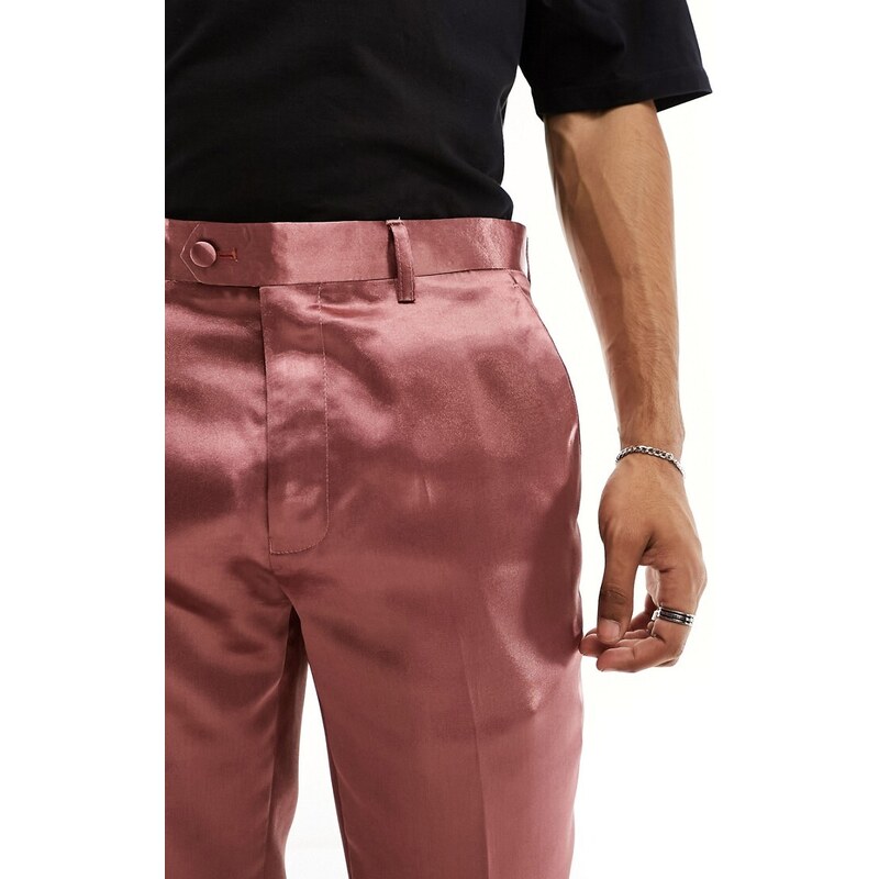 Gianni Feraud - Pantaloni da abito dritti in raso color malva scuro-Viola