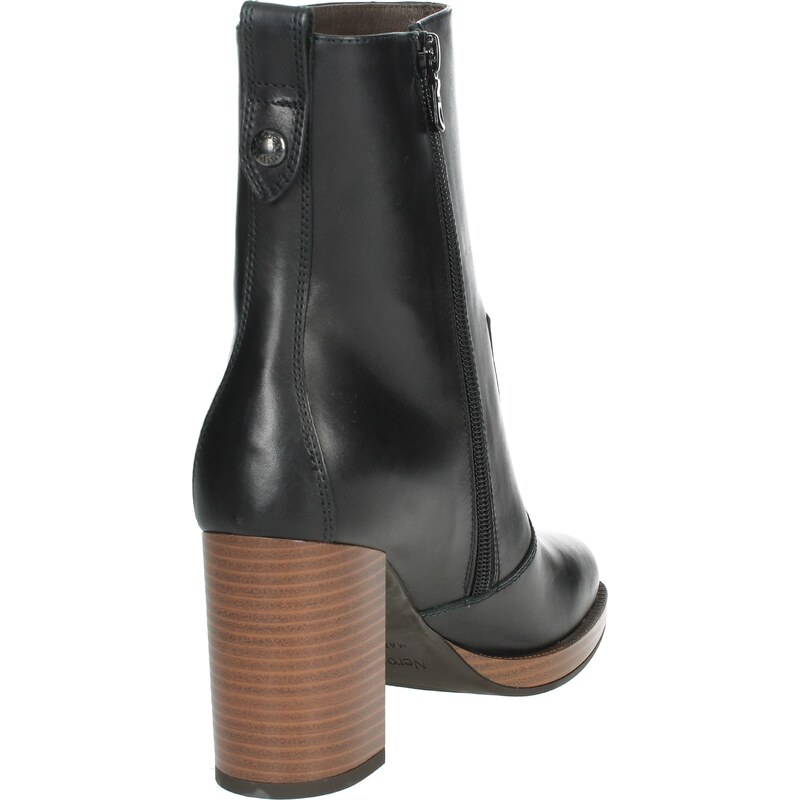 Stivaletti In Pelle Donna Nero Giardini 411270d, Colore Cuoio, Tacco Blocco 4 Cm, Chiusura Zip, Made In Italy