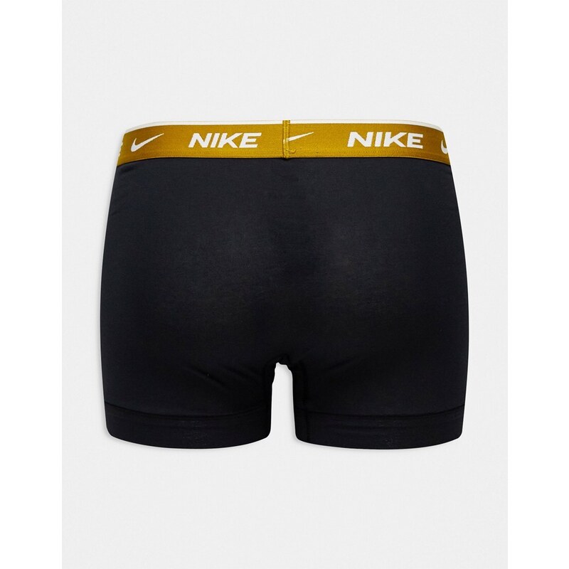 Nike - Everyday - Confezione da 3 boxer aderenti neri Cotton Stretch con elastico in vita a contrasto-Nero