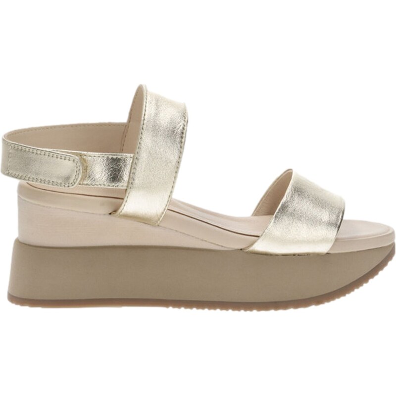 Sandali con zeppa in pelle da donna argento