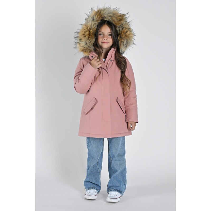 CANADIAN Fundy Bay Kid Eco Fur Parka Giubotto Bambina con Cappuccio Cameo  Brown 