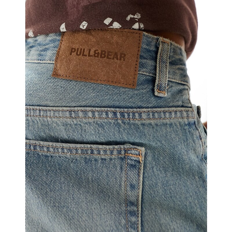 Pull&Bear - Jeans blu slavato standard fit-Grigio
