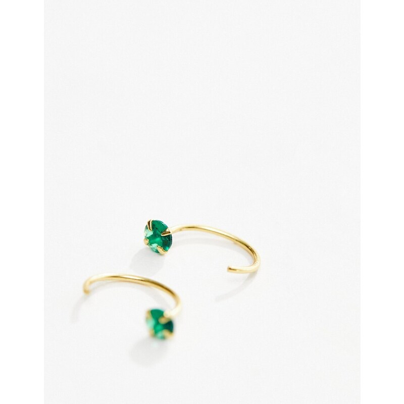 Kingsley Ryan - Orecchini a cerchio placcati in oro con cristalli verde smeraldo