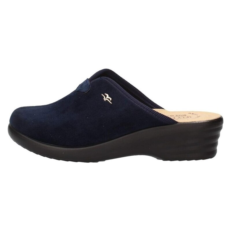Fly Flot 81P22 KL Pantofole Donna In Lana – Made In Italy – Suola Antiscivolo, Anatomica, Zeppa 3 Cm, Colore Blu