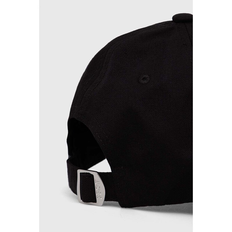 BOSS berretto da baseball in cotone colore nero con applicazione