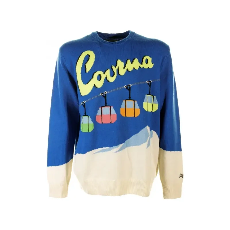 Pull Col Rond Saint Barth En Laine Celeste Pour Homme - Taille L-XL - Neuf Avec étiquettes