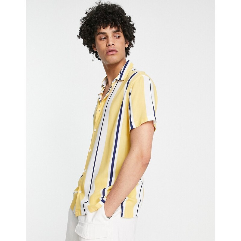 Top a righe a maniche corte da donna a righe a contrasto di
