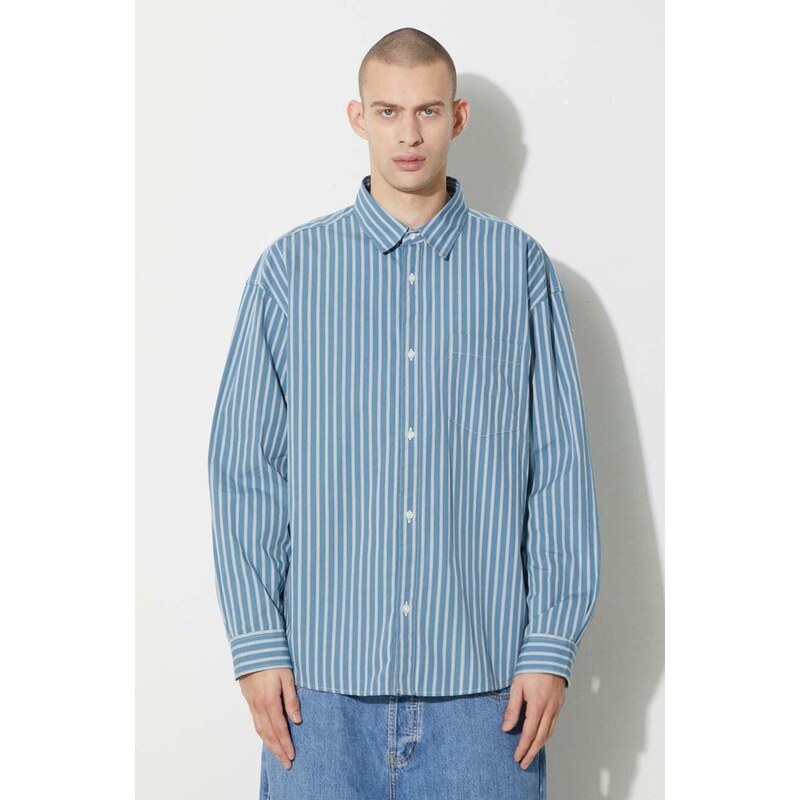 Carhartt WIP camicia in cotone Longsleeve Ligety Shirt uomo colore blu I032901.1XUXX